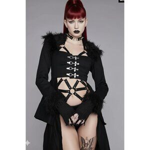 WIDOW Give Them Grief peplum tiered duster coat